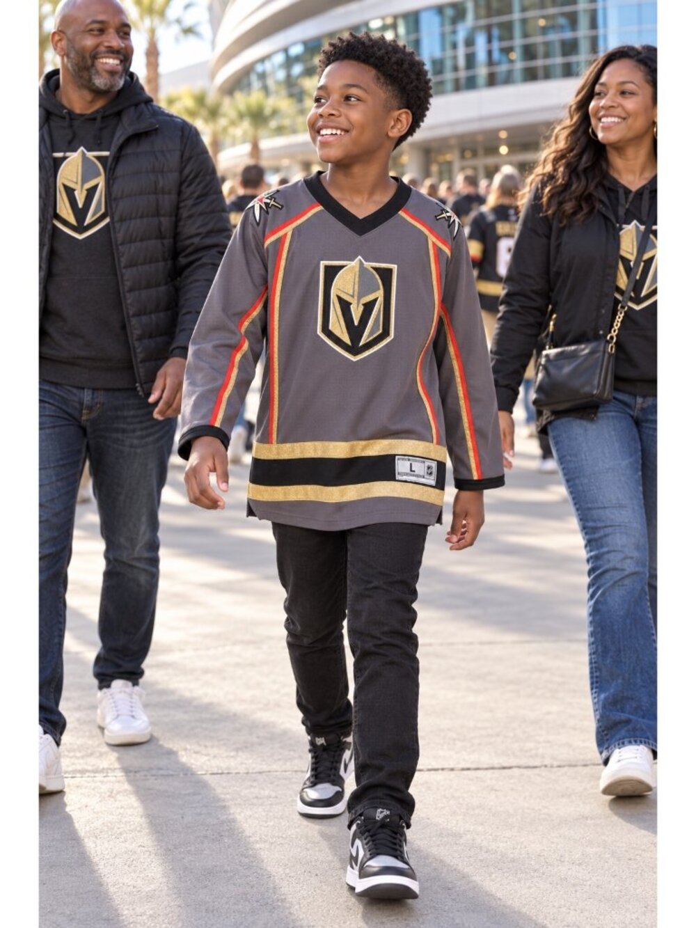 Vegas Golden Knights Youth L 14/16 Gray NHL Hockey Jersey Blank EUC